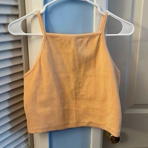 Forever 21 Ribbed Cropped Tank Top Peach Large